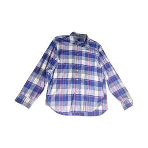 J.Crew Long Sleeve Button Down Shirt Men’s XL Plaid Blue Pink White Cotton